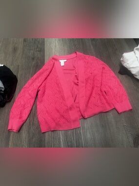 Christopher & Banks girls hot Pink Open-Front Cardigan